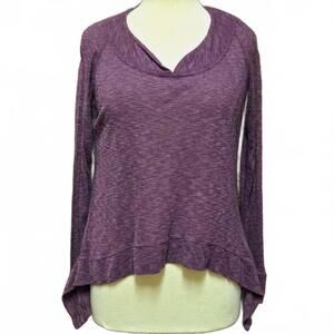 Living Doll Purple Hi-Low V-Neck Long Sleeve Knit Top Size Large